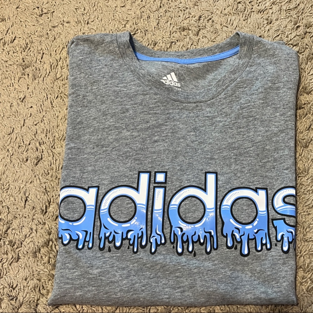 Adidas Kids Gray and Blue Graphic Tee